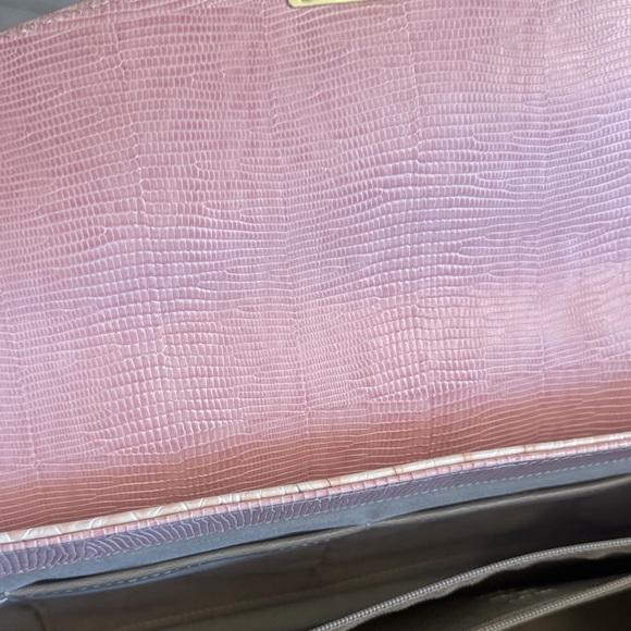 Brahmin Cream /Pink Crocodile-Embossed Women's Bag - Picture 8 of 17